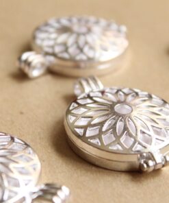 1 pc. Silver Starburst Locket 44mm x 33mm | LOC-058