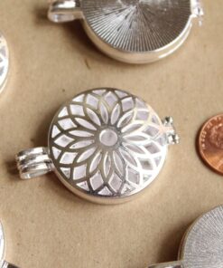 1 pc. Silver Starburst Locket 44mm x 33mm | LOC-058