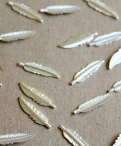 16 pc. Tiny Silver Plated Brass Feathers: 16.5mm by 4.5mm - made in USA | SI-024