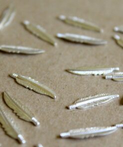 16 pc. Tiny Silver Plated Brass Feathers: 16.5mm by 4.5mm - made in USA | SI-024