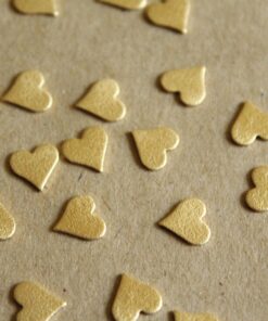 12 pc. Raw Brass Frosted Hearts: 8mm by 8mm - made in USA | RB-1053