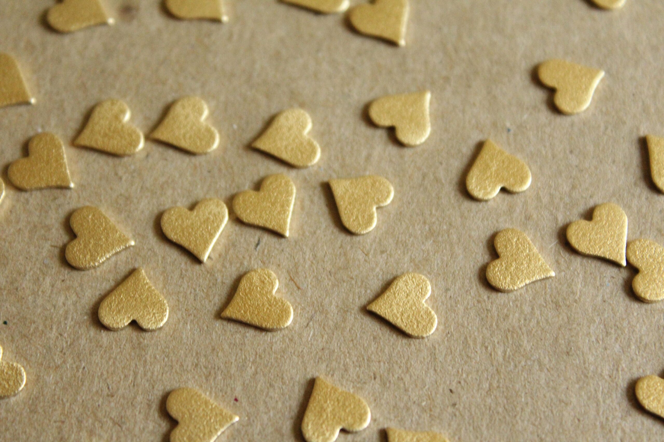 12 pc. Raw Brass Frosted Hearts: 8mm by 8mm - made in USA | RB-1053