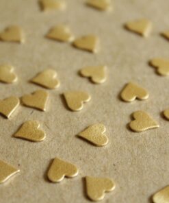 12 pc. Raw Brass Frosted Hearts: 8mm by 8mm - made in USA | RB-1053