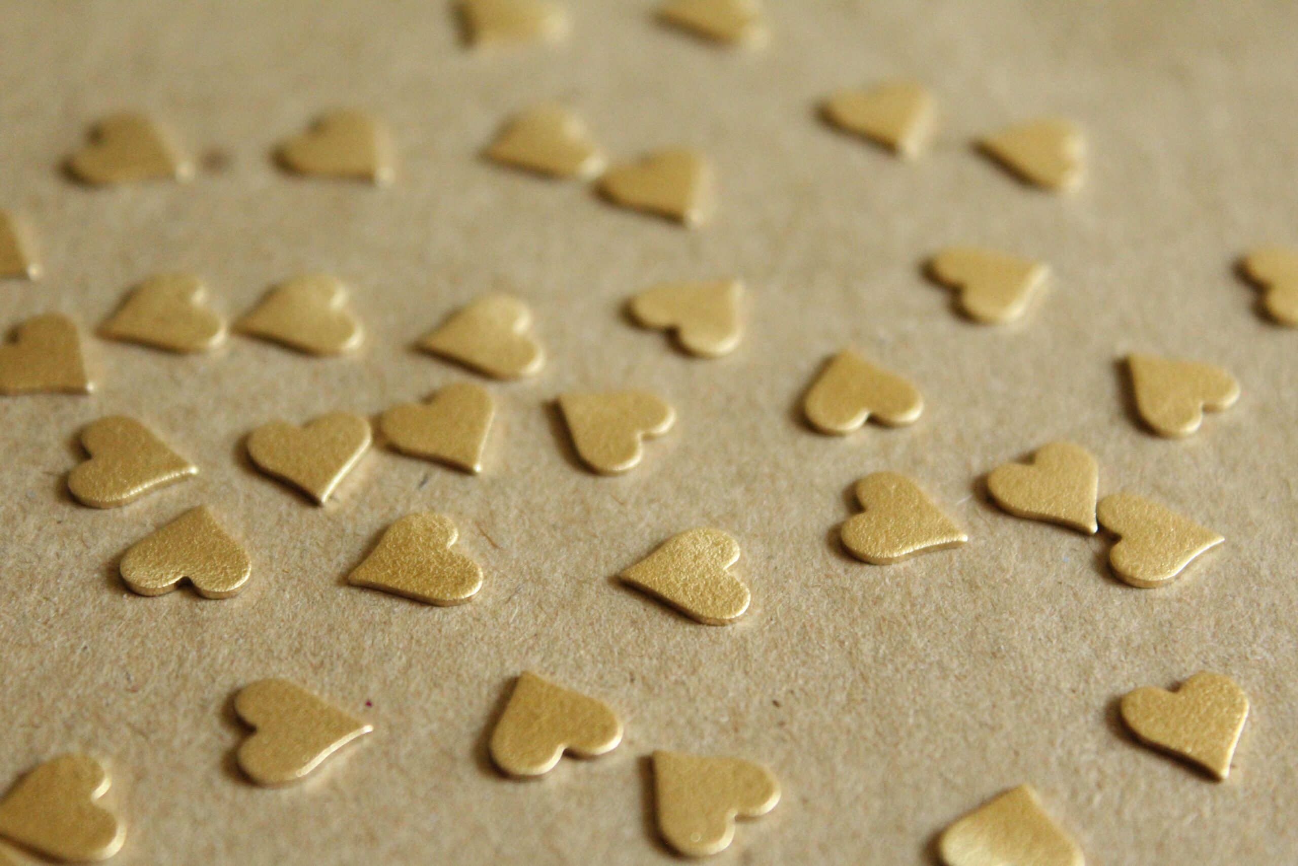 12 pc. Raw Brass Frosted Hearts: 8mm by 8mm - made in USA | RB-1053