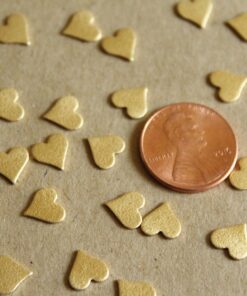 12 pc. Raw Brass Frosted Hearts: 8mm by 8mm - made in USA | RB-1053