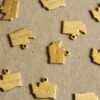 8 pc. Raw Brass Stamped Washington State Charms: 11.5mm by 11mm - made in USA | RB-1074