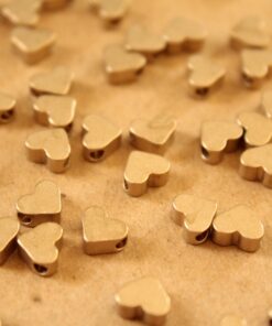 12 pc. Raw Brass Heart Beads, 7mm by 5mm | FI-410