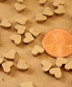 12 pc. Raw Brass Heart Beads, 7mm by 5mm | FI-410