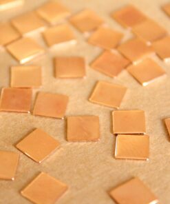 14 pc. Tiny Rose Gold Plated Brass Squares: 7mm by 7mm - made in USA | ROS-065