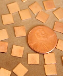 14 pc. Tiny Rose Gold Plated Brass Squares: 7mm by 7mm - made in USA | ROS-065