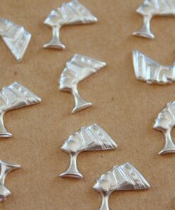 14 pc. Silver Plated Brass Nefertiti Stampings: 15mm by 11.5mm - made in USA | SI-167