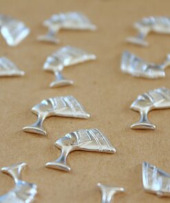 14 pc. Silver Plated Brass Nefertiti Stampings: 15mm by 11.5mm - made in USA | SI-167