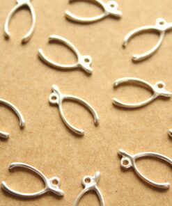 4 pc. Silver Plated Brass Wishbones with Side Loop: 14mm by 7.5mm - made in USA | SI-266