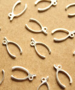 4 pc. Silver Plated Brass Wishbones with Side Loop: 14mm by 7.5mm - made in USA | SI-266
