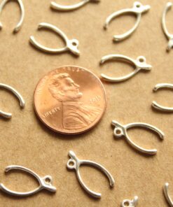 4 pc. Silver Plated Brass Wishbones with Side Loop: 14mm by 7.5mm - made in USA | SI-266