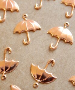 8 pc. Rose Gold Plated Brass Umbrella Charms: 16mm by 19mm - made in USA | ROS-118