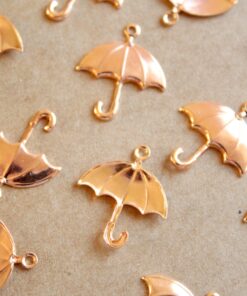 8 pc. Rose Gold Plated Brass Umbrella Charms: 16mm by 19mm - made in USA | ROS-118