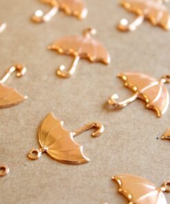 8 pc. Rose Gold Plated Brass Umbrella Charms: 16mm by 19mm - made in USA | ROS-118