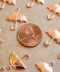 8 pc. Rose Gold Plated Brass Umbrella Charms: 16mm by 19mm - made in USA | ROS-118