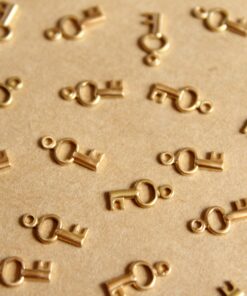 10 pc. Raw Brass Key Charms: 9mm by 4.5mm - made in USA | RB-1178