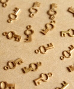 10 pc. Raw Brass Key Charms: 9mm by 4.5mm - made in USA | RB-1178
