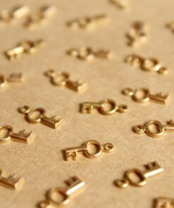 10 pc. Raw Brass Key Charms: 9mm by 4.5mm - made in USA | RB-1178