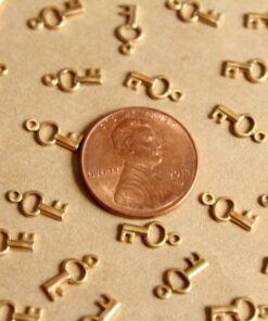 10 pc. Raw Brass Key Charms: 9mm by 4.5mm - made in USA | RB-1178