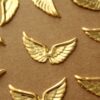 4 pc. Gold Plated Brass Angel Wings: 29mm by 16mm - made in USA | GLD-008