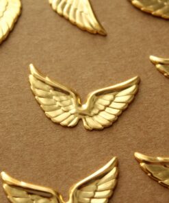 4 pc. Gold Plated Brass Angel Wings: 29mm by 16mm - made in USA | GLD-008
