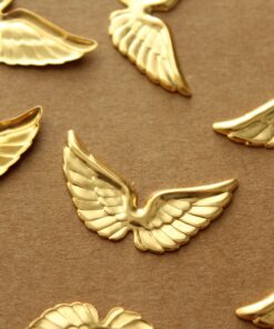 4 pc. Gold Plated Brass Angel Wings: 29mm by 16mm - made in USA | GLD-008