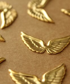 4 pc. Gold Plated Brass Angel Wings: 29mm by 16mm - made in USA | GLD-008