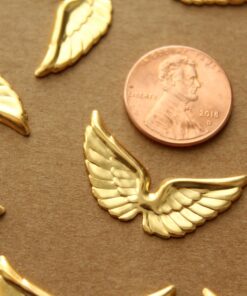 4 pc. Gold Plated Brass Angel Wings: 29mm by 16mm - made in USA | GLD-008