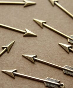 4 pc. Medium Antique Brass Plated Arrows: 33mm by 5mm - made in USA | AB-094