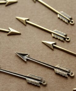 4 pc. Medium Antique Brass Plated Arrows: 33mm by 5mm - made in USA | AB-094