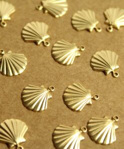20 pc. Small Raw Brass Seashells: 12.5mm by 11.5mm - made in USA | RB-1227