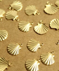 20 pc. Small Raw Brass Seashells: 12.5mm by 11.5mm - made in USA | RB-1227