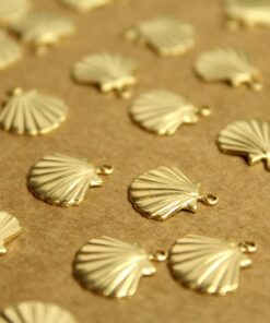 20 pc. Small Raw Brass Seashells: 12.5mm by 11.5mm - made in USA | RB-1227