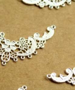2 pc. Silver Plated Lace Filigree Connector Charms, 45mm x 31mm | MIS-222