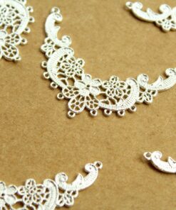 2 pc. Silver Plated Lace Filigree Connector Charms, 45mm x 31mm | MIS-222