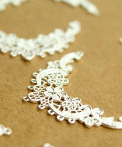 2 pc. Silver Plated Lace Filigree Connector Charms, 45mm x 31mm | MIS-222