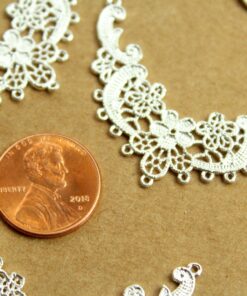 2 pc. Silver Plated Lace Filigree Connector Charms, 45mm x 31mm | MIS-222