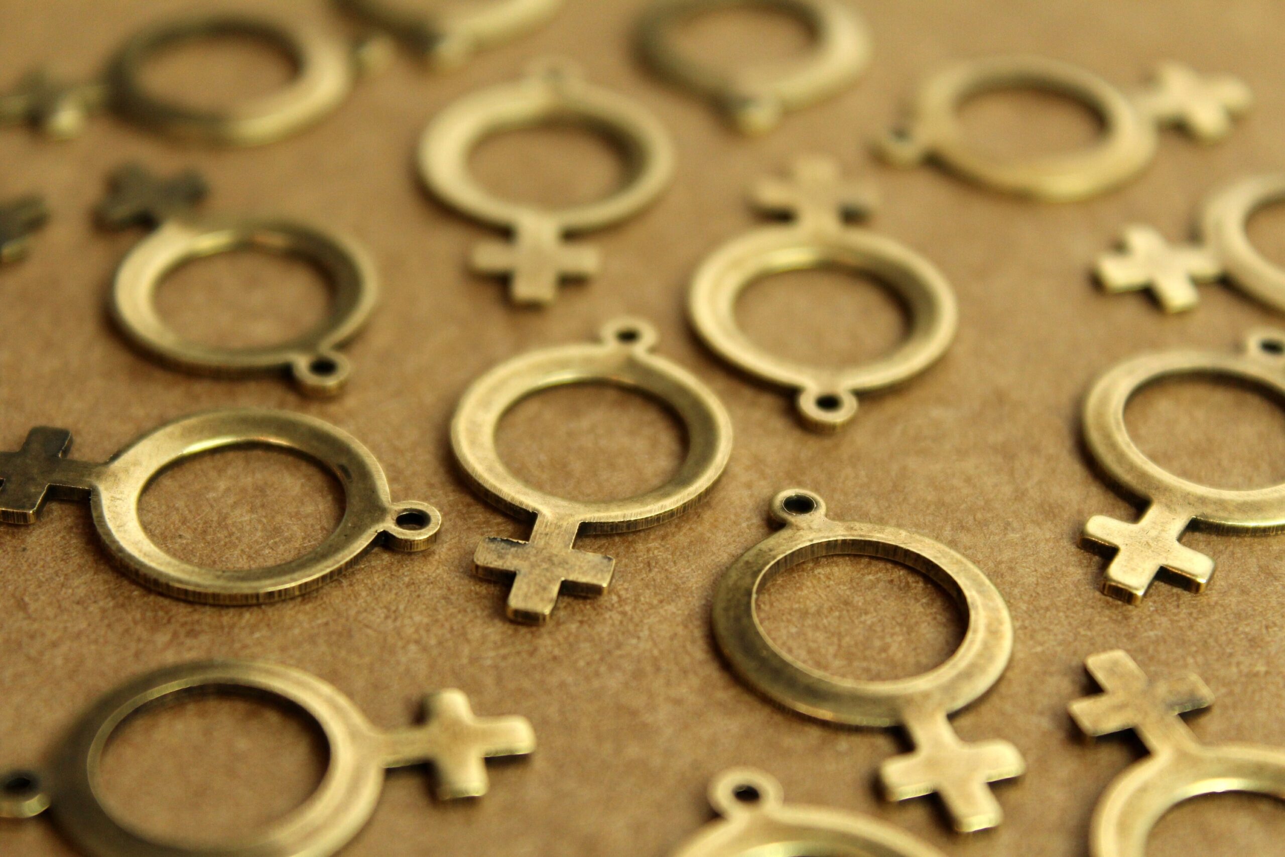 6 pc. Antique Brass Plated Female Symbol Charms: 25mm by 15mm - made in USA | AB-145