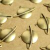 6 pc. Large Antique Brass Plated Saturn Charms: 32mm by 22mm - made in USA | AB-169