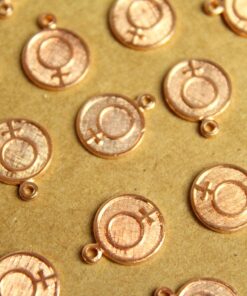 6 pc. Rose Gold Plated Brass Female Symbol Coin Charms: 11mm by 13.5mm - made in USA | ROS-158