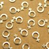 24 pc. Tiny Silver Plated Brass Female Symbol Stampings: 10mm by 6.5mm - made in USA | SI-305