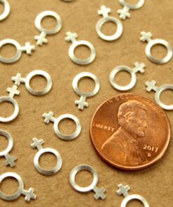 24 pc. Tiny Silver Plated Brass Female Symbol Stampings: 10mm by 6.5mm - made in USA | SI-305