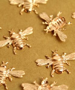 2 pc. Medium Rose Gold Plated Brass Queen Bees: 26mm by 16mm - made in USA | ROS-178