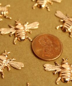 2 pc. Medium Rose Gold Plated Brass Queen Bees: 26mm by 16mm - made in USA | ROS-178