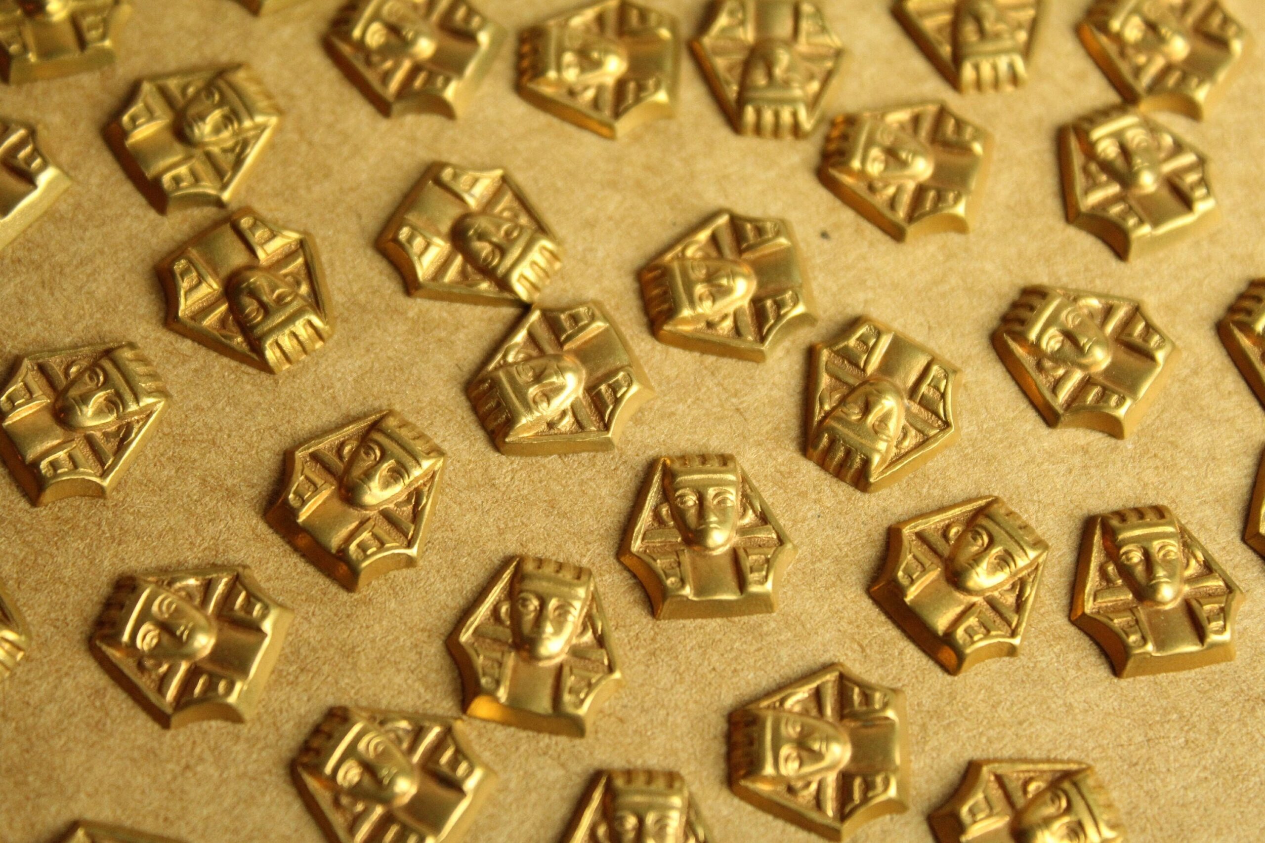 4 pc. Raw Brass King Tut / Pharoah Head Stampings: 11mm by 11.5mm - made in USA | RB-1270