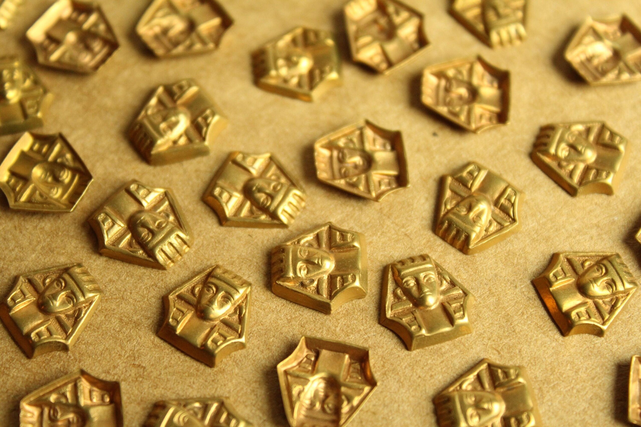 4 pc. Raw Brass King Tut / Pharoah Head Stampings: 11mm by 11.5mm - made in USA | RB-1270